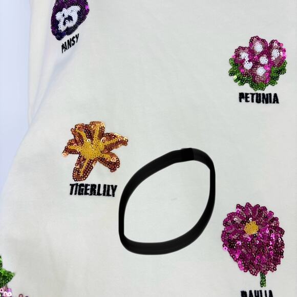 QUEEN OF SPARKLES Floral Embellished Cream Sweater - Picture 16 of 16